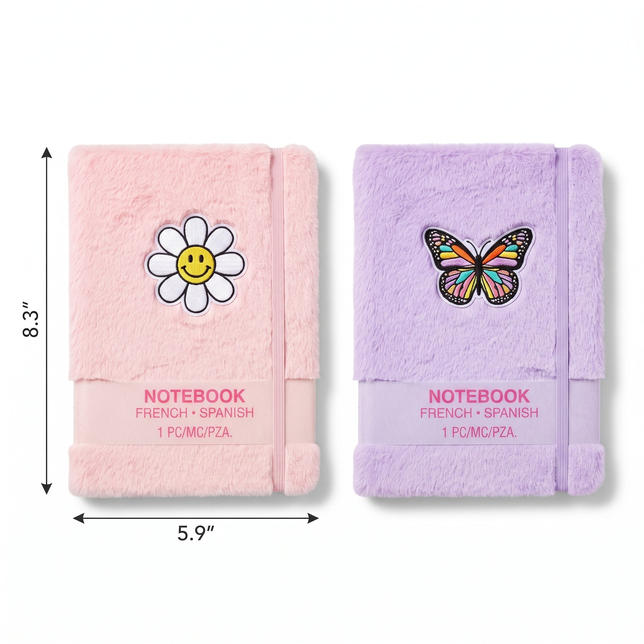 Delightful Fuzzy Notebooks - Smiley Flower & Butterfly Designs