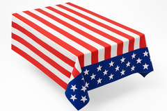 Patriotic Stars & Stripes Flannel Back Vinyl Tablecover - 52" x 90"