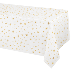 Gold Star Flannel-Backed Vinyl Fitted Tablecloth for Birthdays