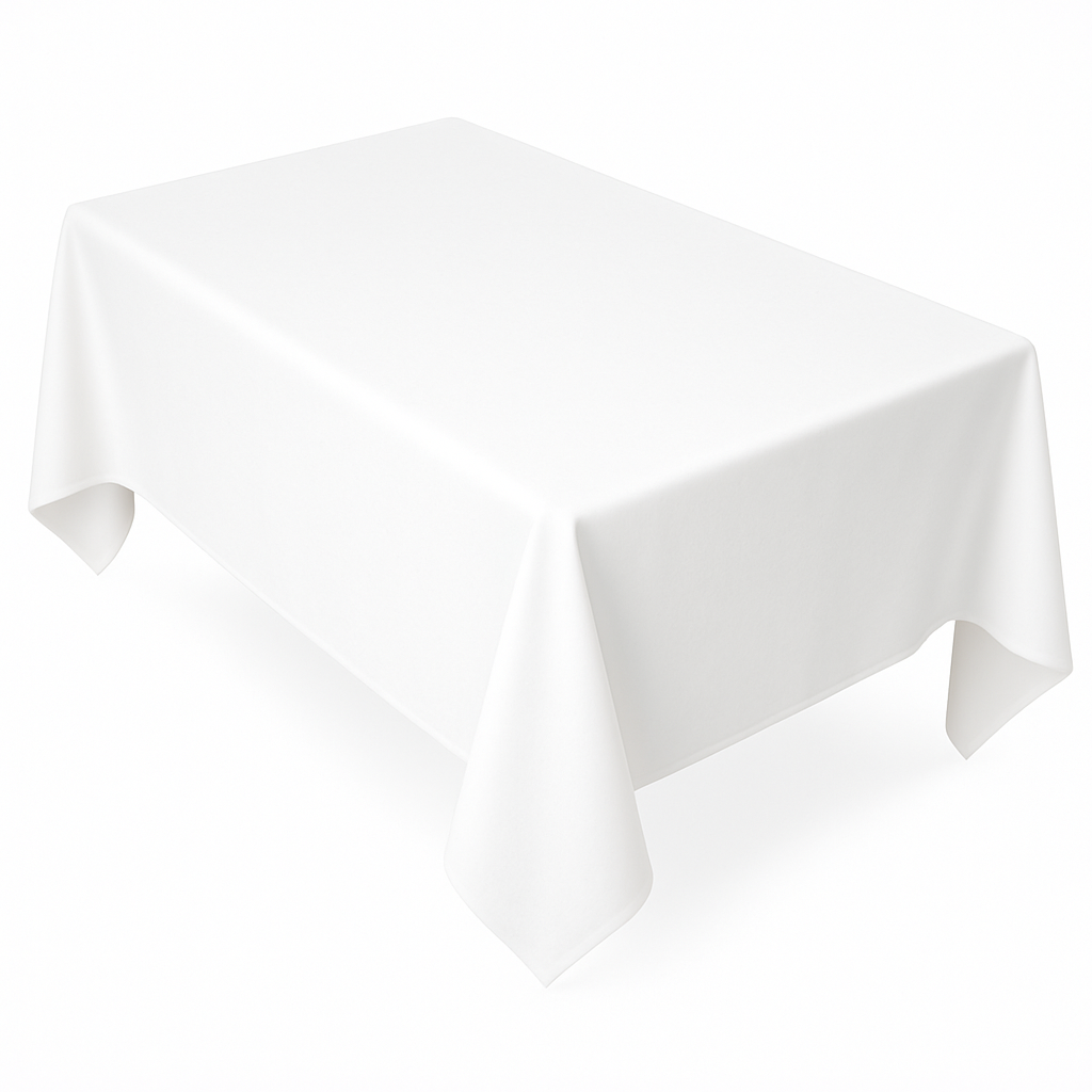 Elegant White Fabric Tablecover - 60x84 Inch