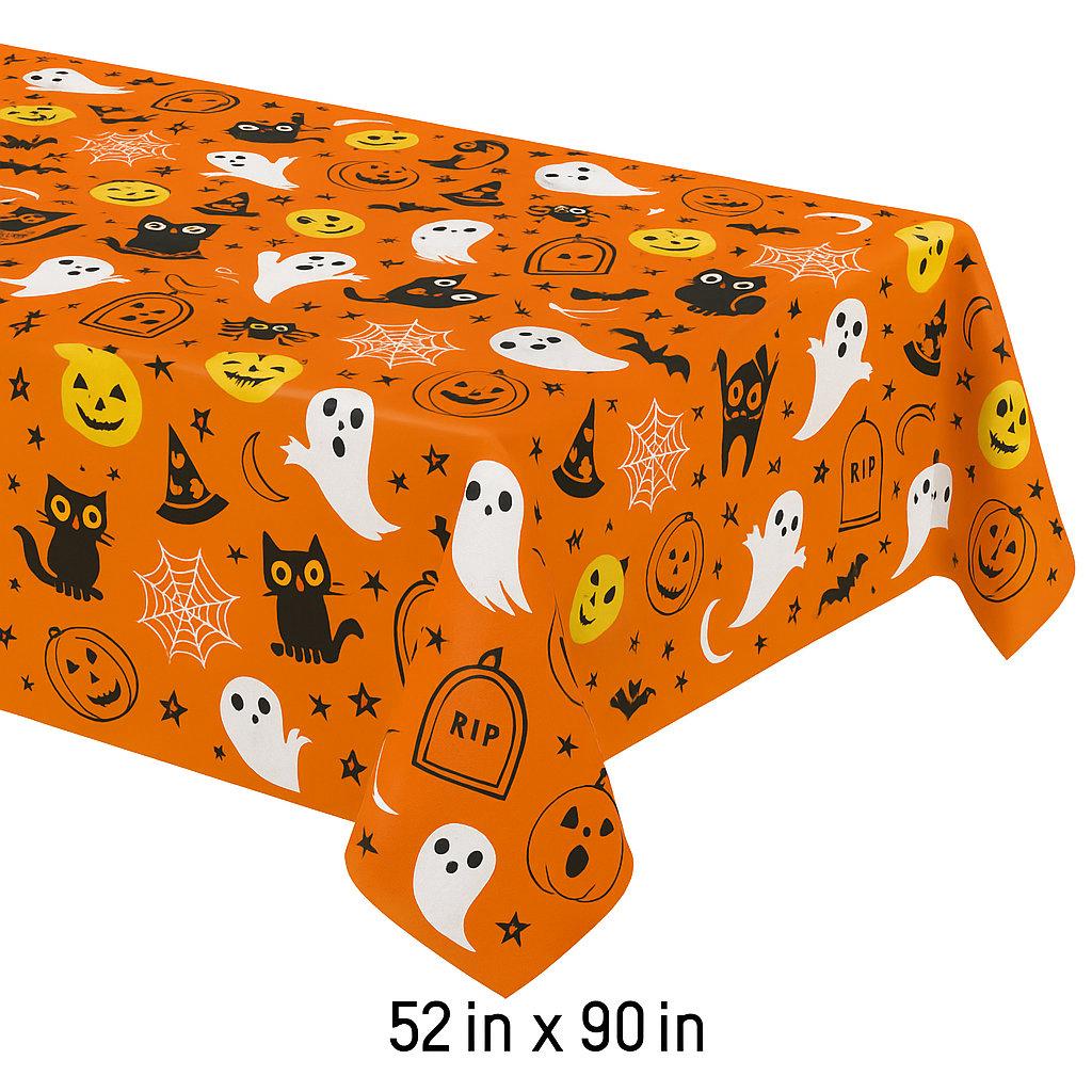 Spooky Friends Flannel Back Halloween Table Cover