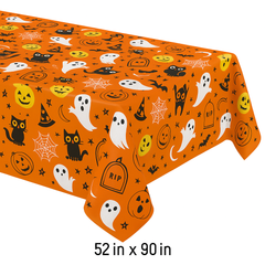 Spooky Friends Flannel Back Halloween Table Cover