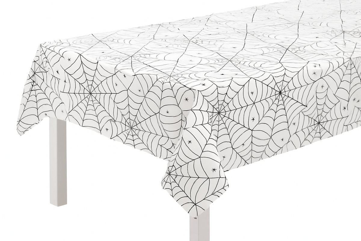 Spider Web Night Clear Plastic Table Cover for Halloween