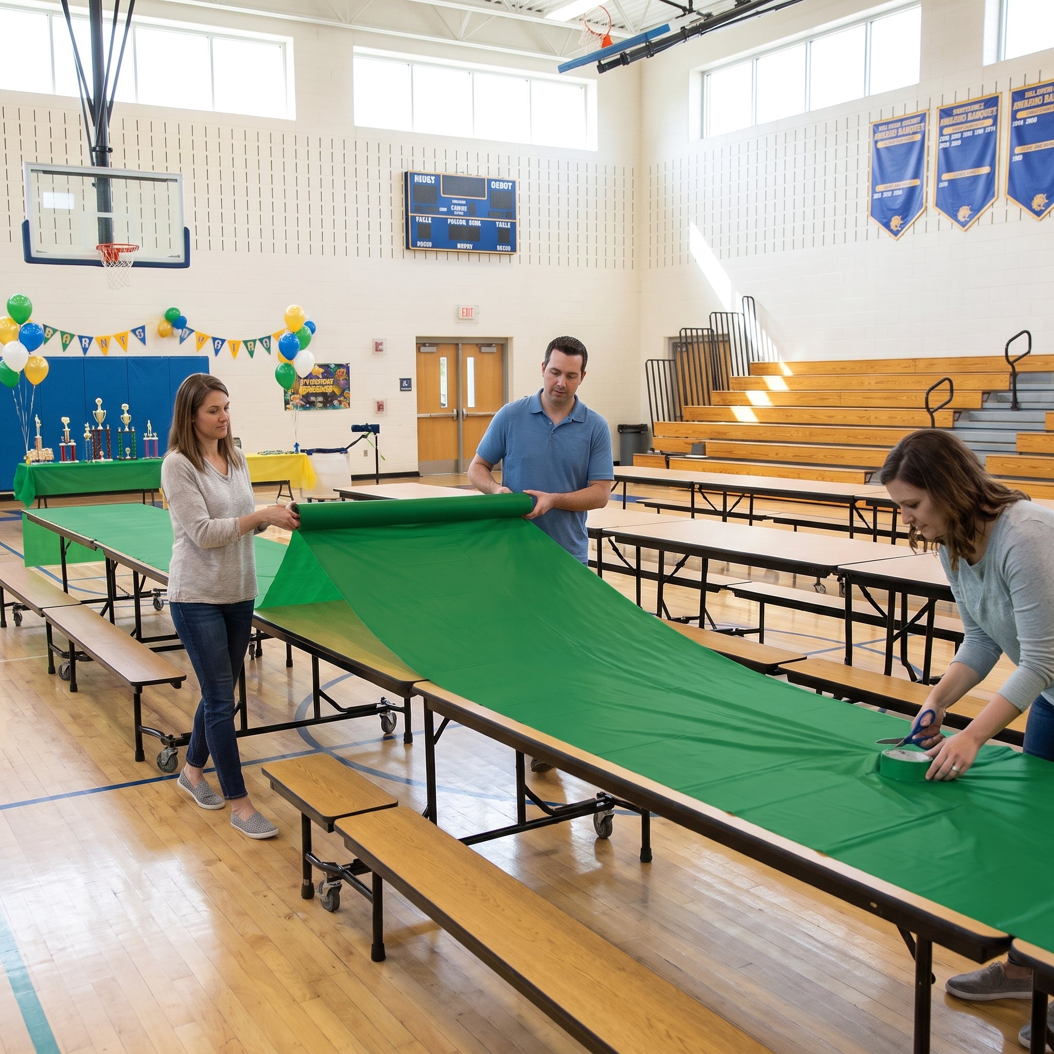 Festive Green Plastic Table Cover Roll - 40" x 100'