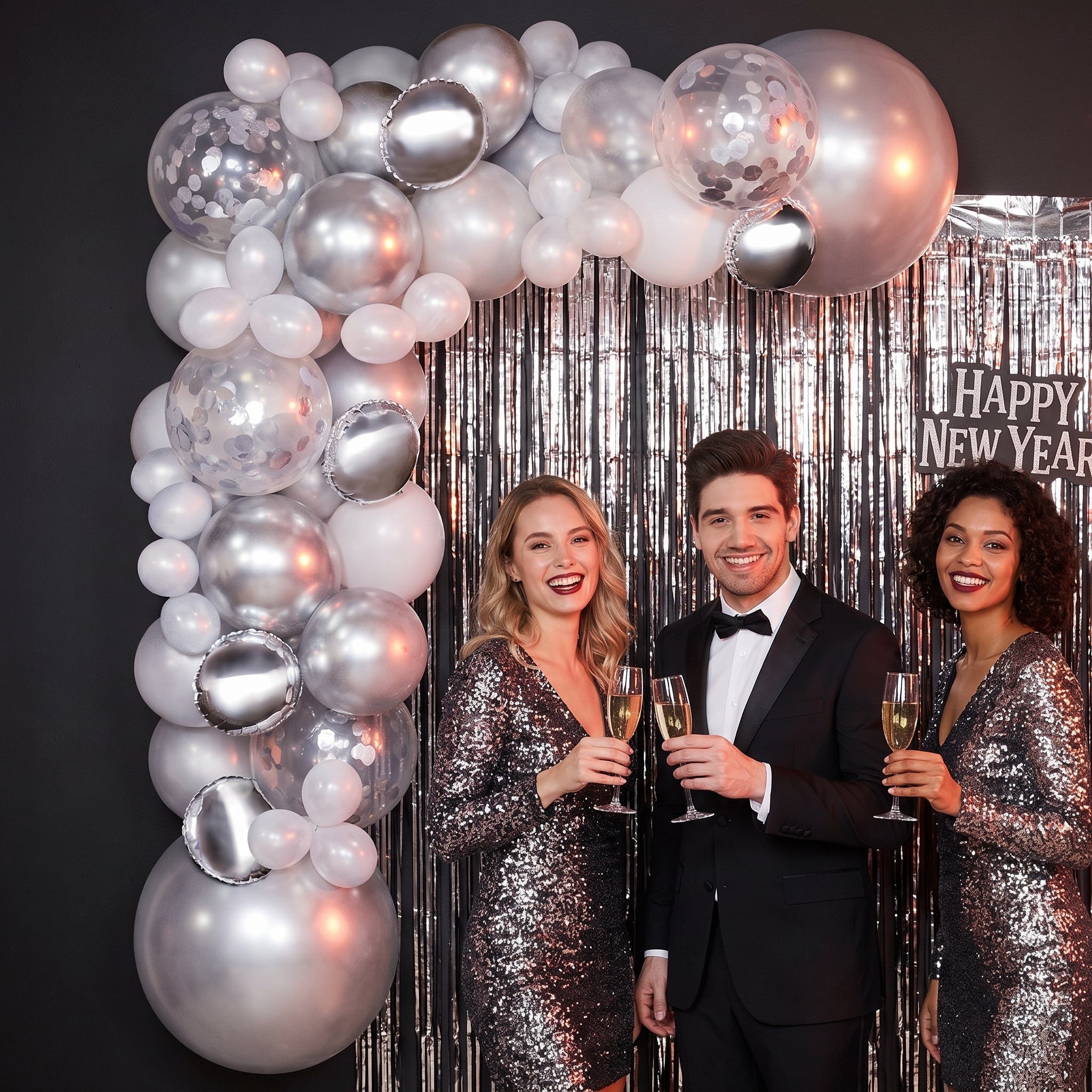 Silver Confetti Latex Balloon Garland Kit for Parties