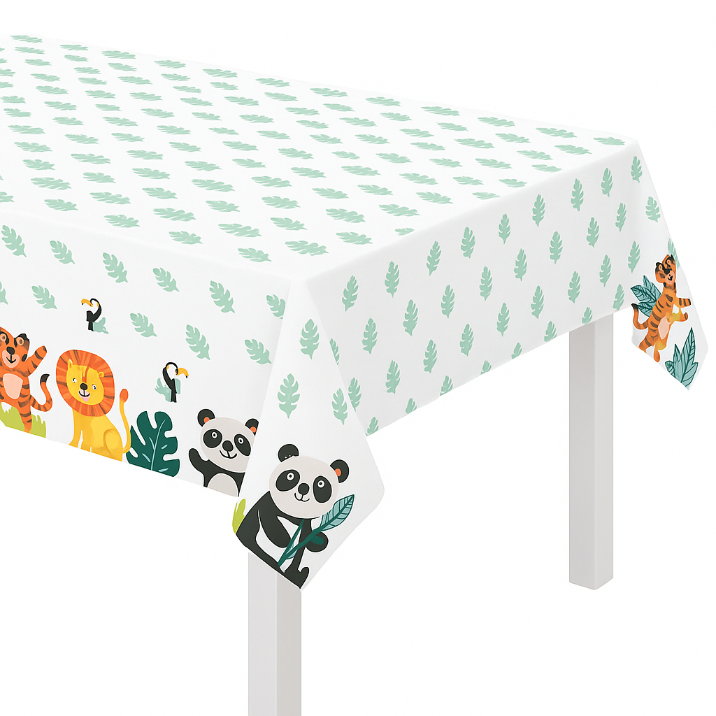 Get Wild Jungle Birthday Plastic Table Cover, 54x96 in