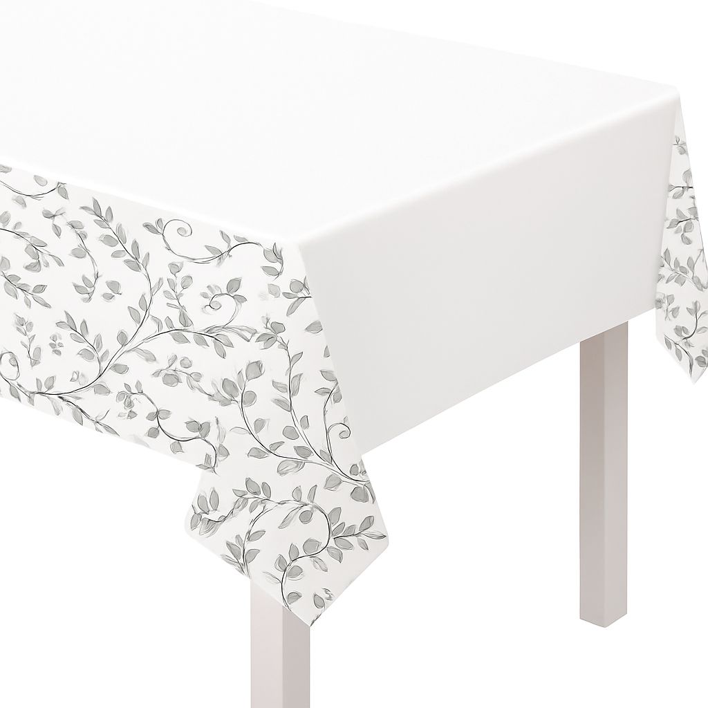 Elegant 25th Anniversary Plastic Table Cover - White & Silver