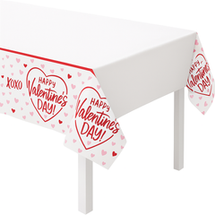 Valentine's Day Cross My Heart Plastic Table Cover