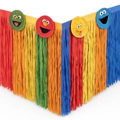 Sesame Street Table Skirt with Elmo, Big Bird, and Friends ‚Äì Colorful Fringe for Kids' Birthday Parties