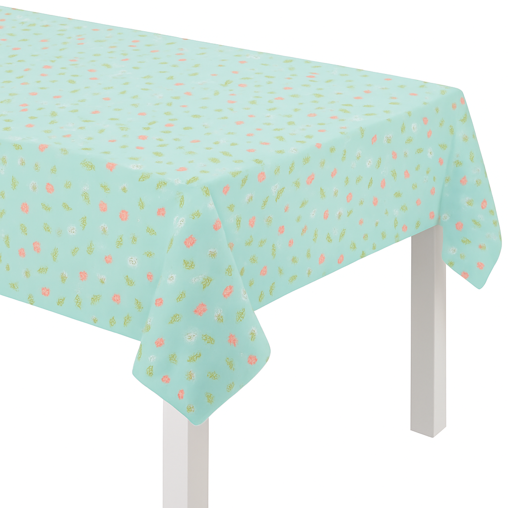 Easter Wishes Plastic Table Cover - Cheerful Floral Design, 54" x 102"