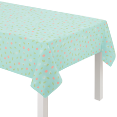 Easter Wishes Plastic Table Cover - Cheerful Floral Design, 54" x 102"