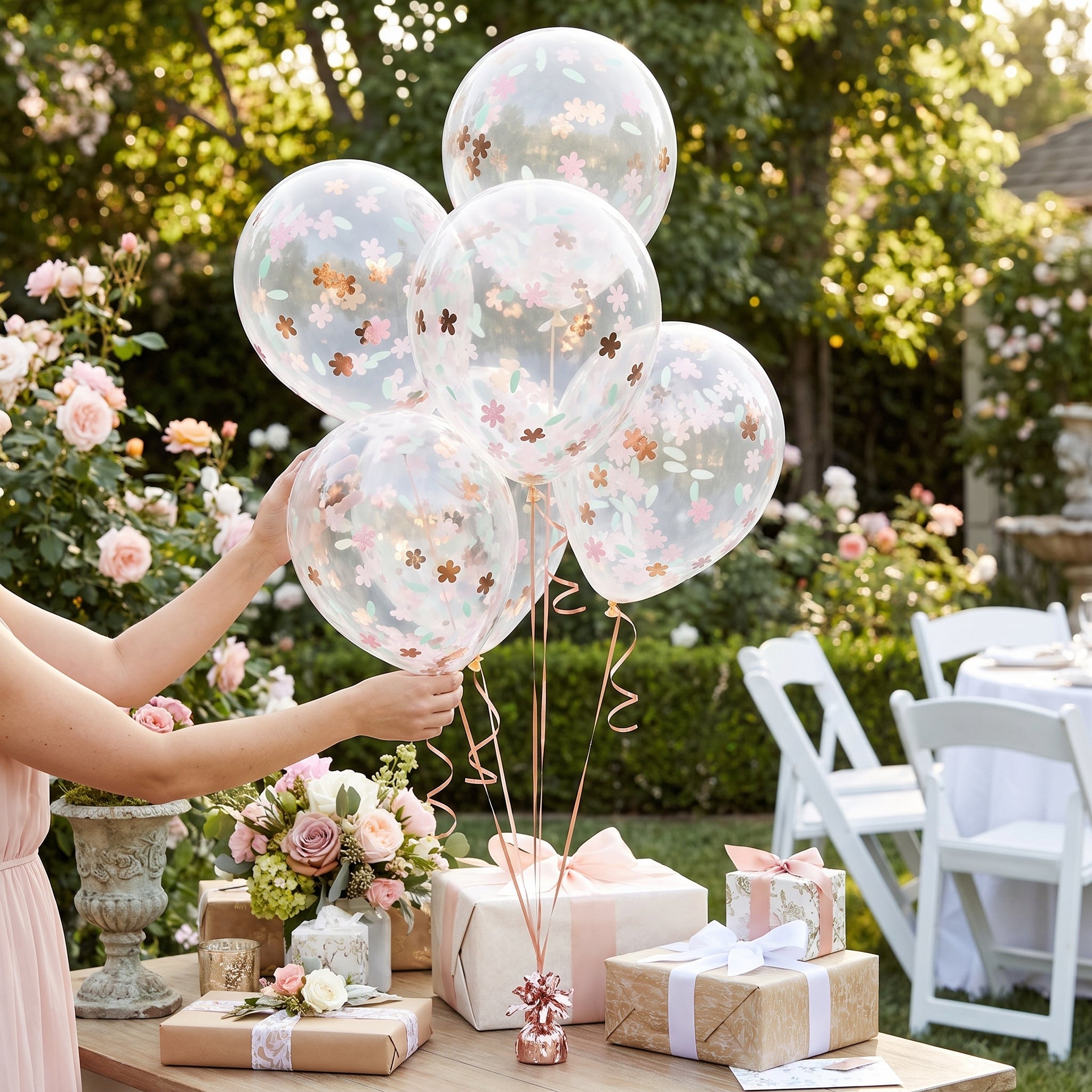 Confetti Floral Foil Balloons - Set of 5