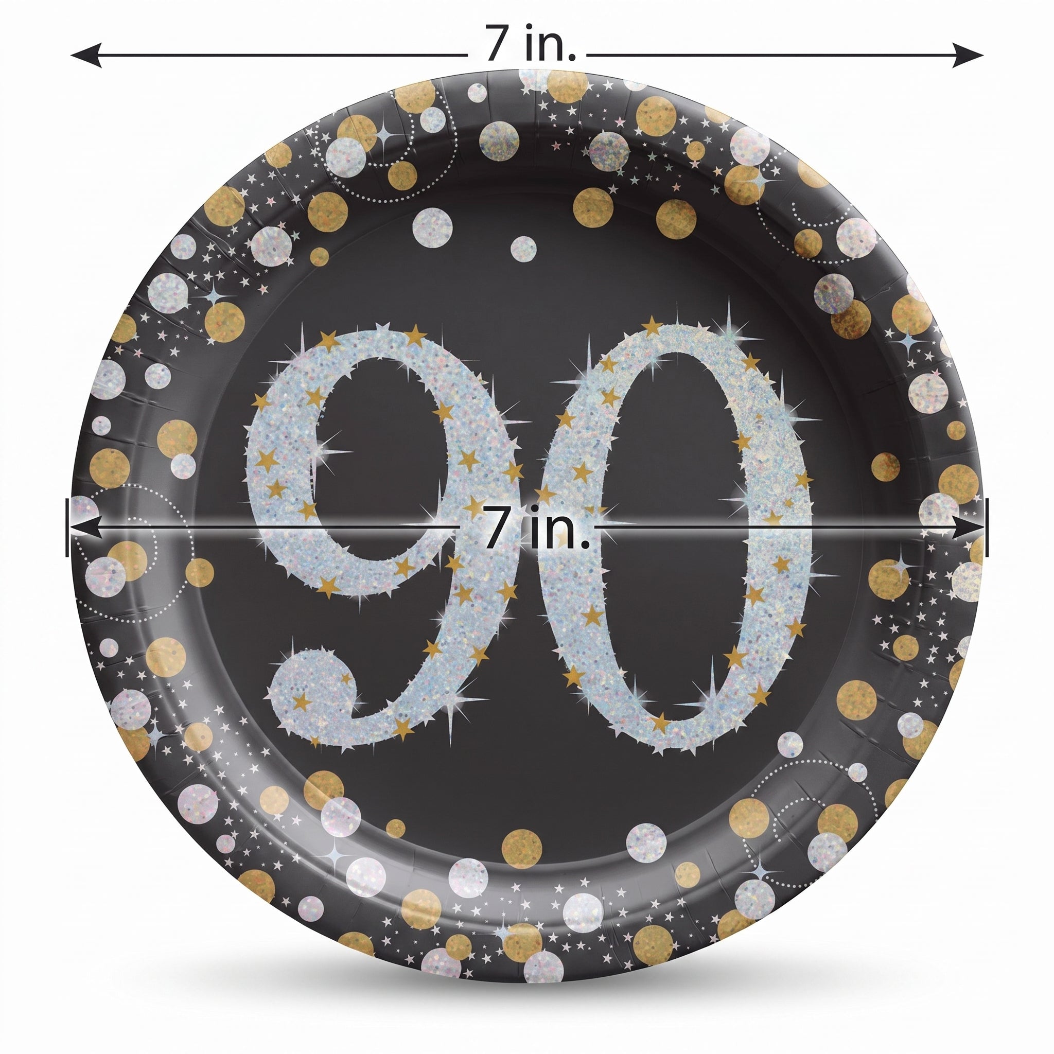 Prismatic Celebration 90th Birthday Plates - 7" Round