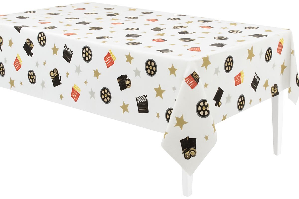 Hollywood Popcorn Plastic Table Cover - 54x102 Inch - 54 in. x 84 in.