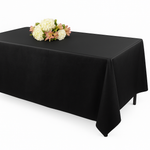 Elegant Black Flannel-Backed Vinyl Fitted Table Cover, 72-Inch