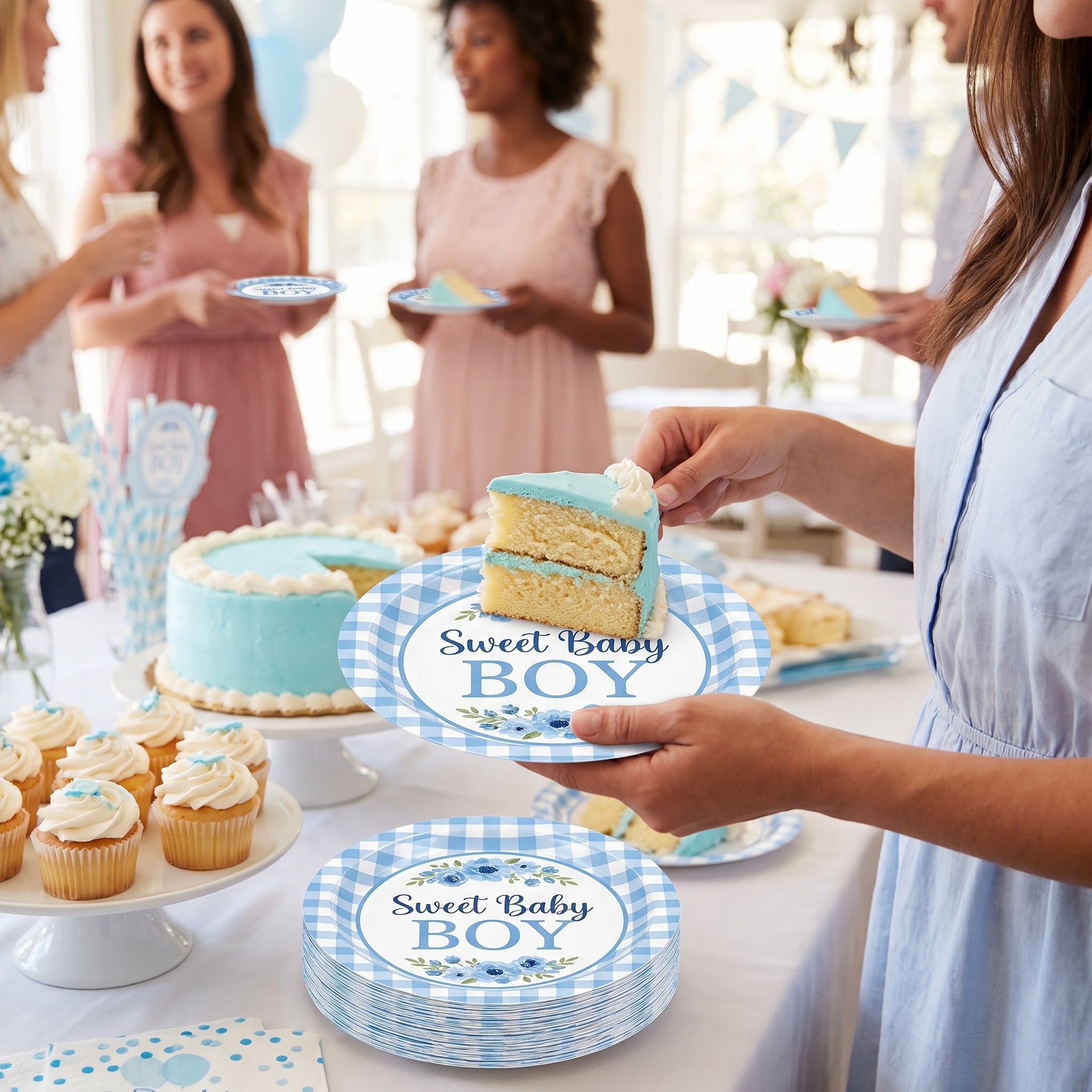 Sweet Baby Boy 7" Round Paper Plates