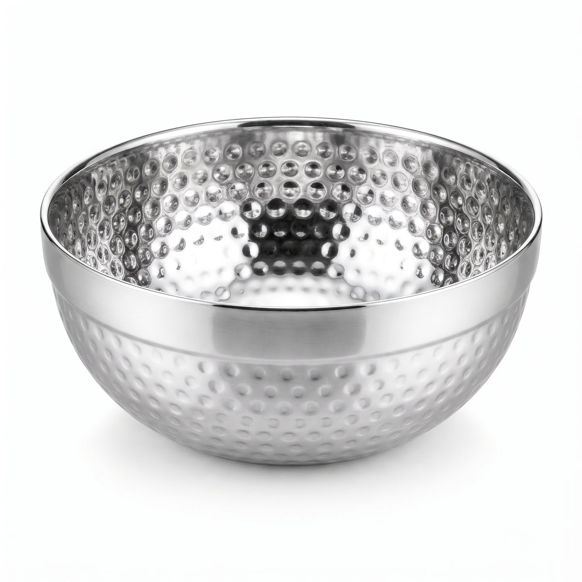 Elegant Silver Hammered Stainless Steel Bowl - 5.75"