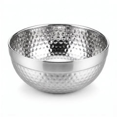 Elegant Silver Hammered Stainless Steel Bowl - 5.75"