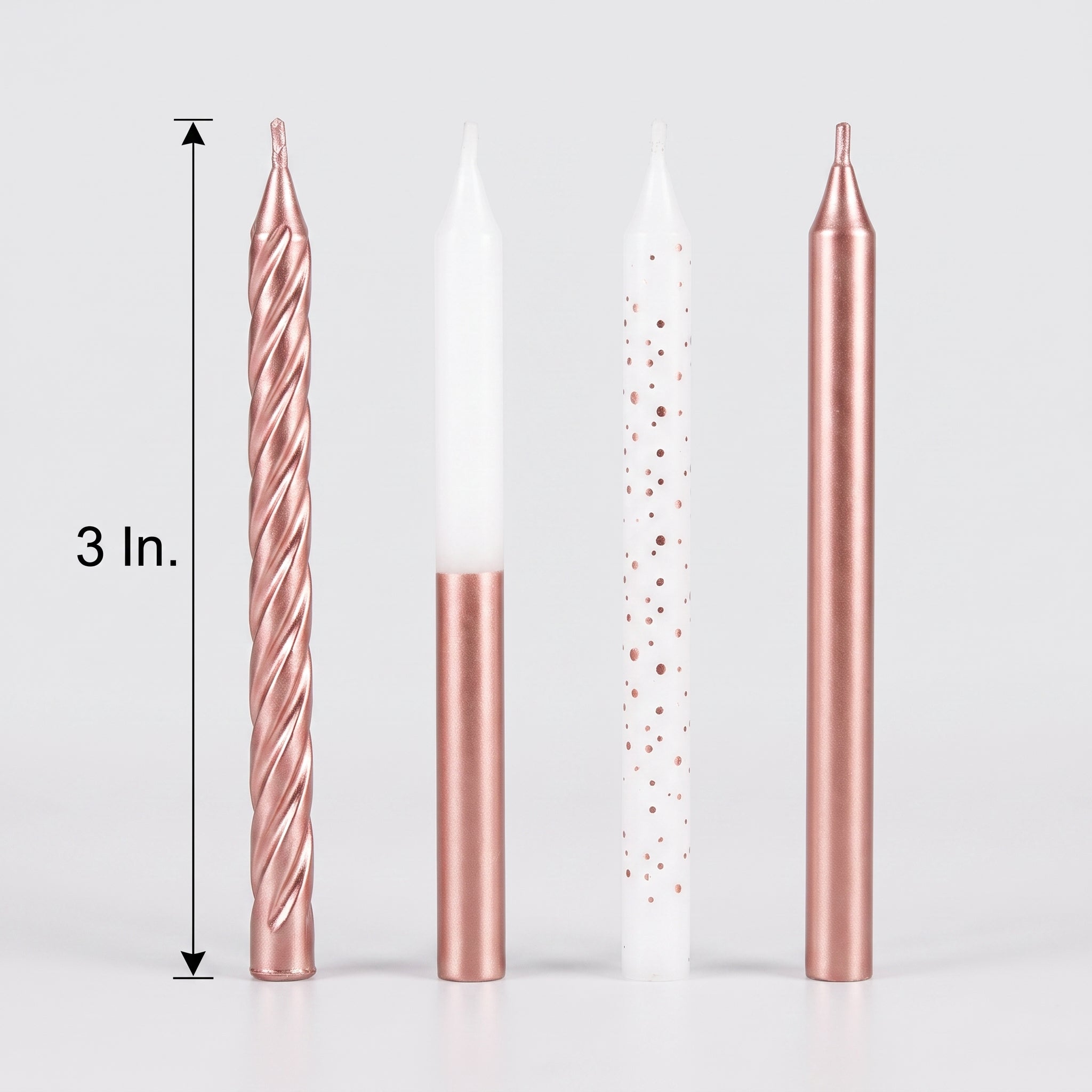 Metallic Rose Gold & White Birthday Candle Set