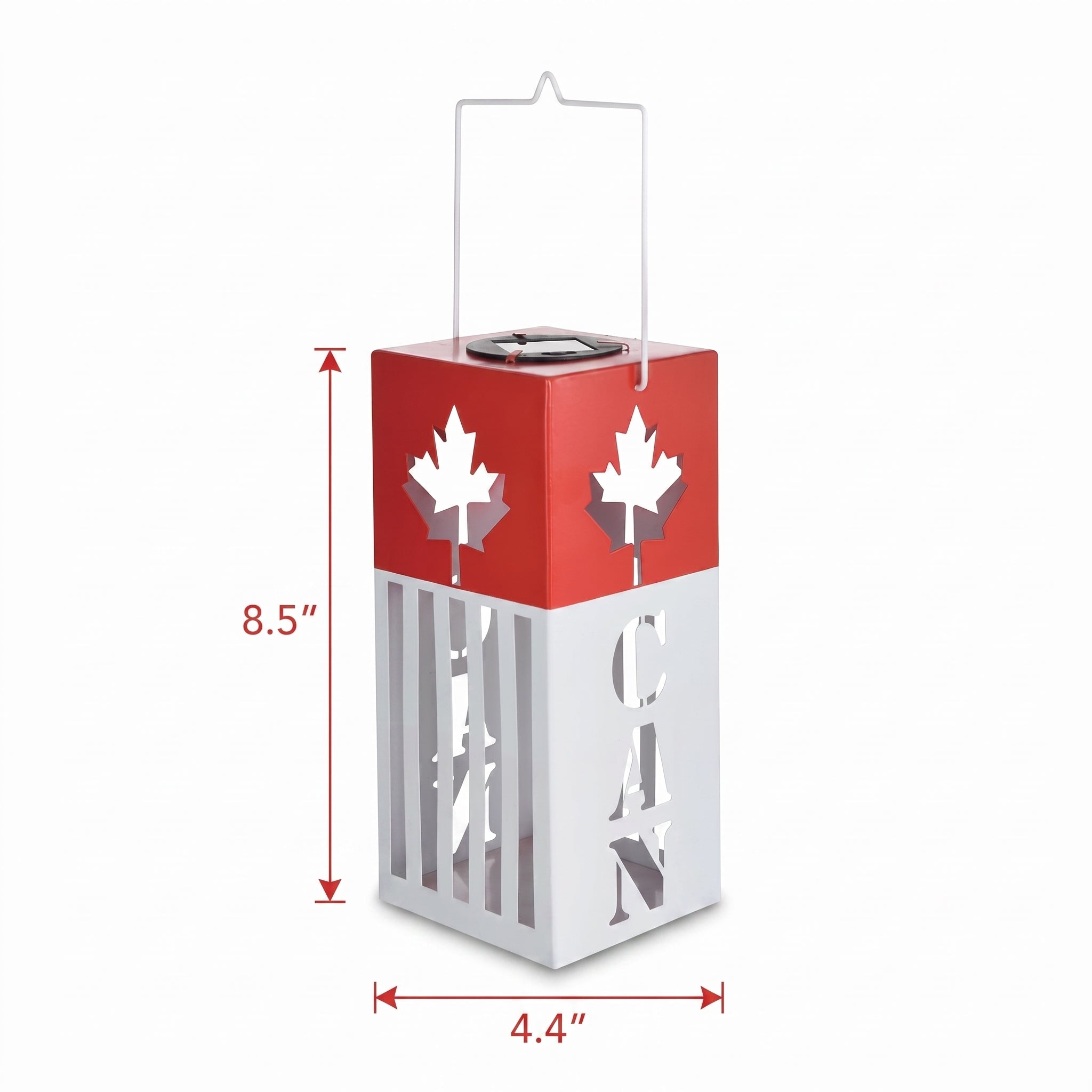 Canada Day Solar Lantern with Maple Leaf Cutouts