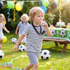 Soccer Ball Party Whistles with Lanyards, 8-Pack