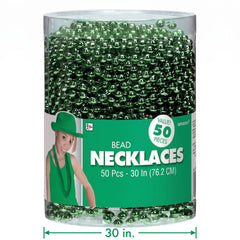 Festive Green Bead Necklaces - 50 Pack
