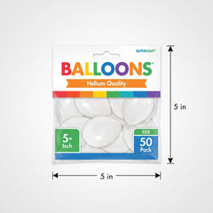 White Mini Latex Balloons - 5 In. | 50 Pack