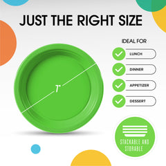 Little Gym - 7 In. Lime Green Plastic Plates | 100 Count