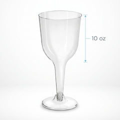 Clear Plastic Wine Glasses - 10 oz, Pack of 20