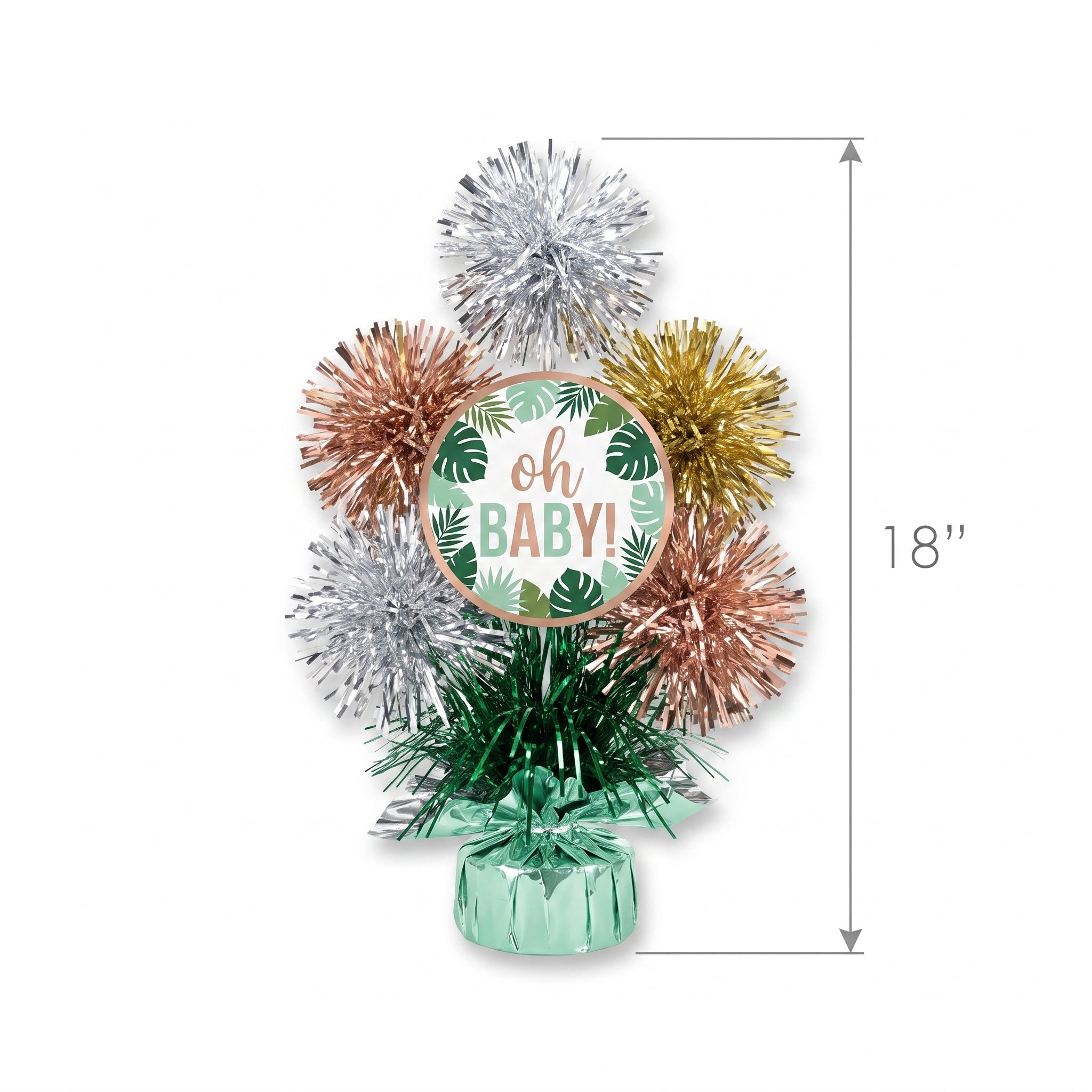 Jungle Theme "Oh Baby" Tinsel Spray Centerpiece for Baby Showers