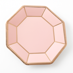 Metallic Blush Octagonal Dinner Plates, 10-Inch, 8-Pack