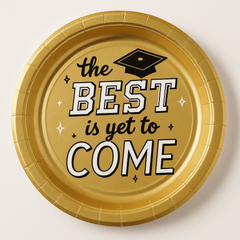"The Best is Yet to Come" Metallic Gold Graduation Plates, 10.5-Inch, 8-Pack
