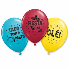 Fiesta "Taco 'Bout A Party" Latex Balloons - 12-Inch, 15-Pack