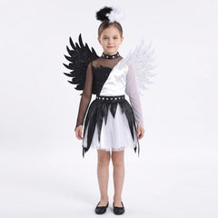 Twisted Angel Girl's Halloween Costume with Wings & Halo - Child S (4-6)