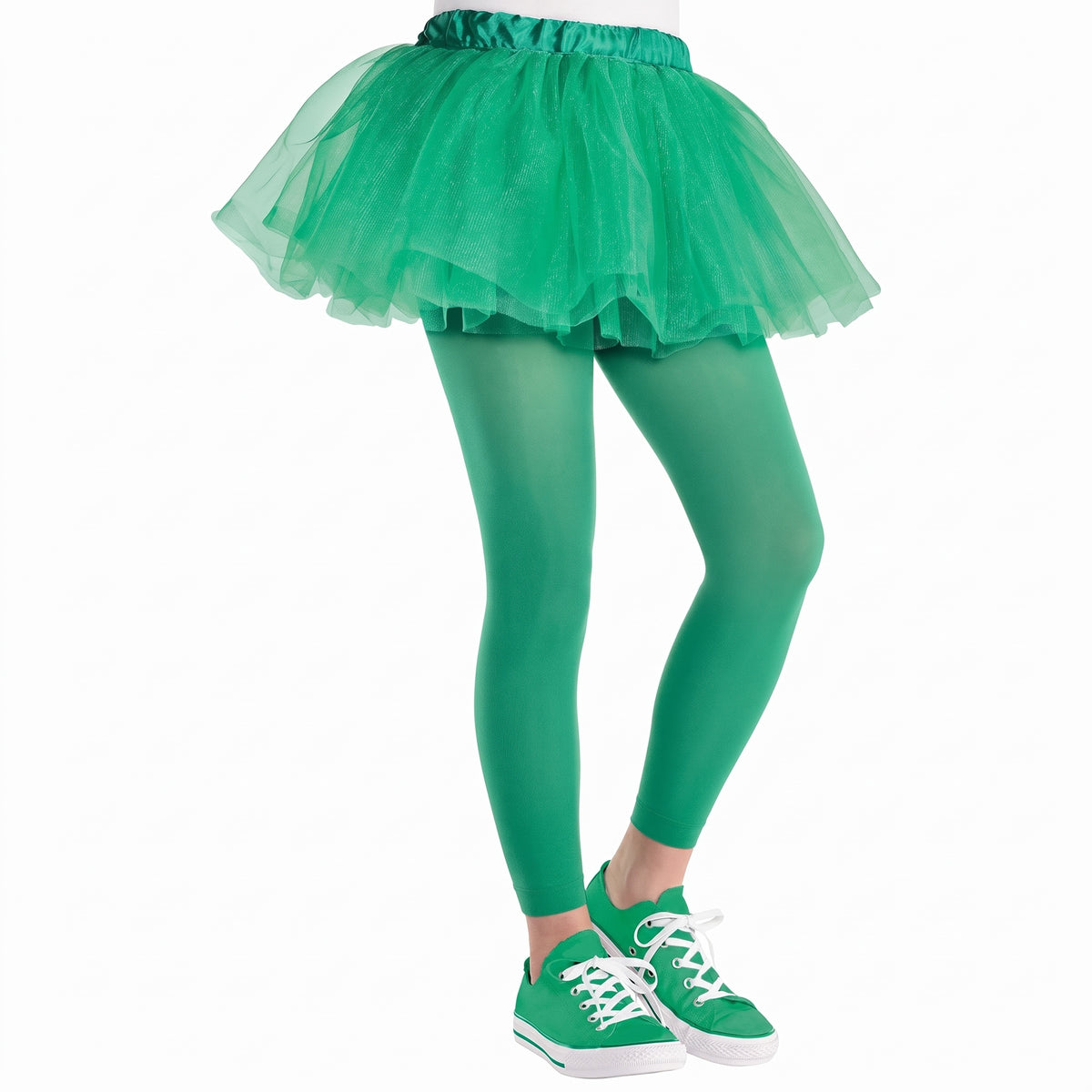 Kids' Festive Green Footless Tights - One Size