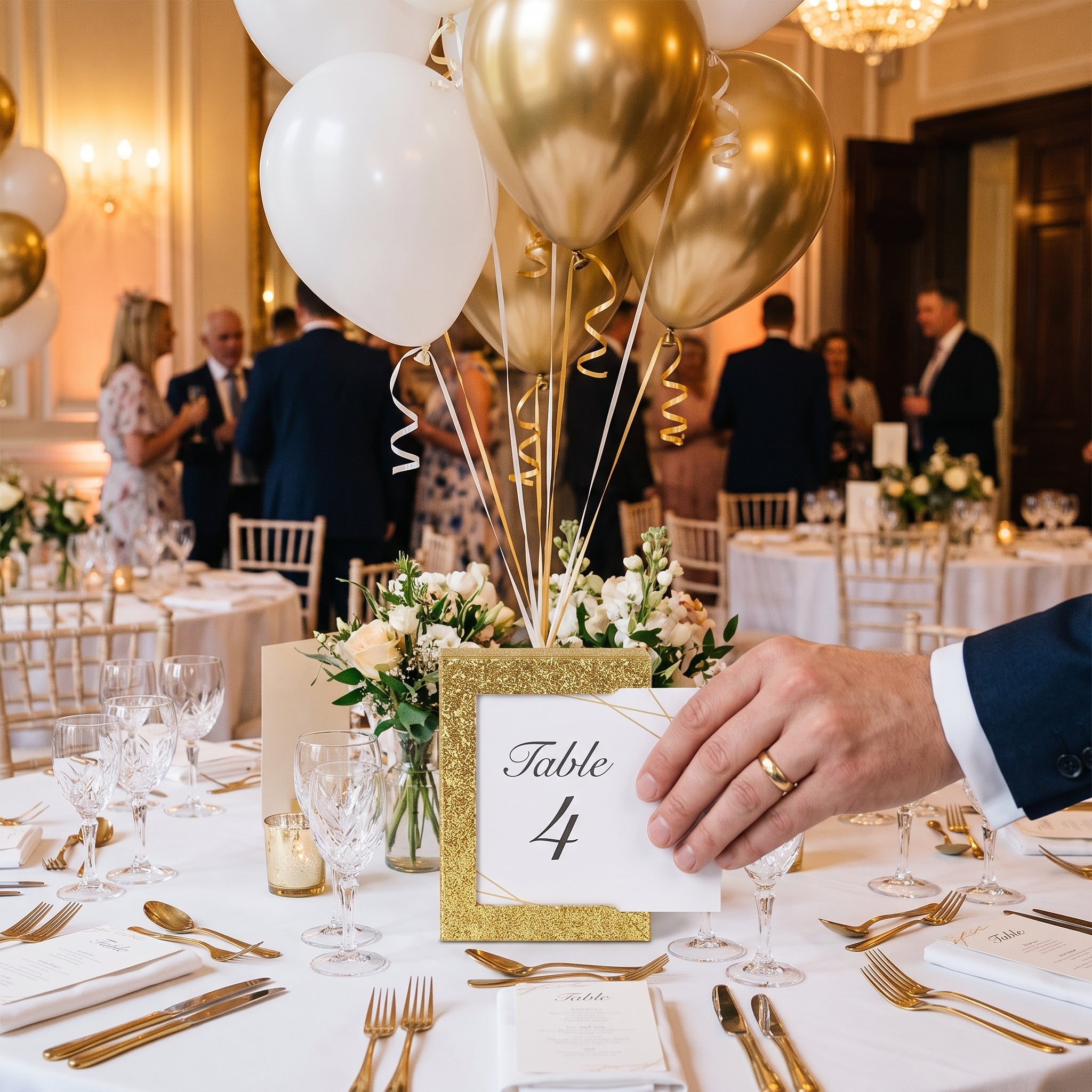 Sparkling Gold Customizable Balloon Weight Centerpiece