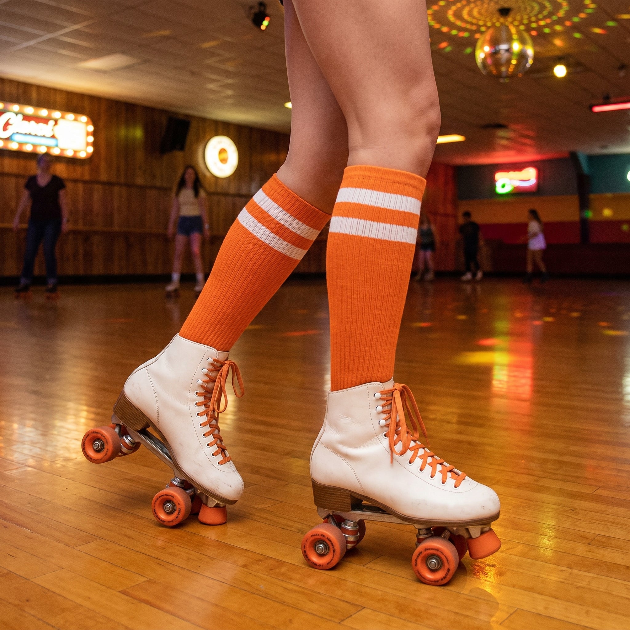 Orange Striped Knee-High Athletic Socks
