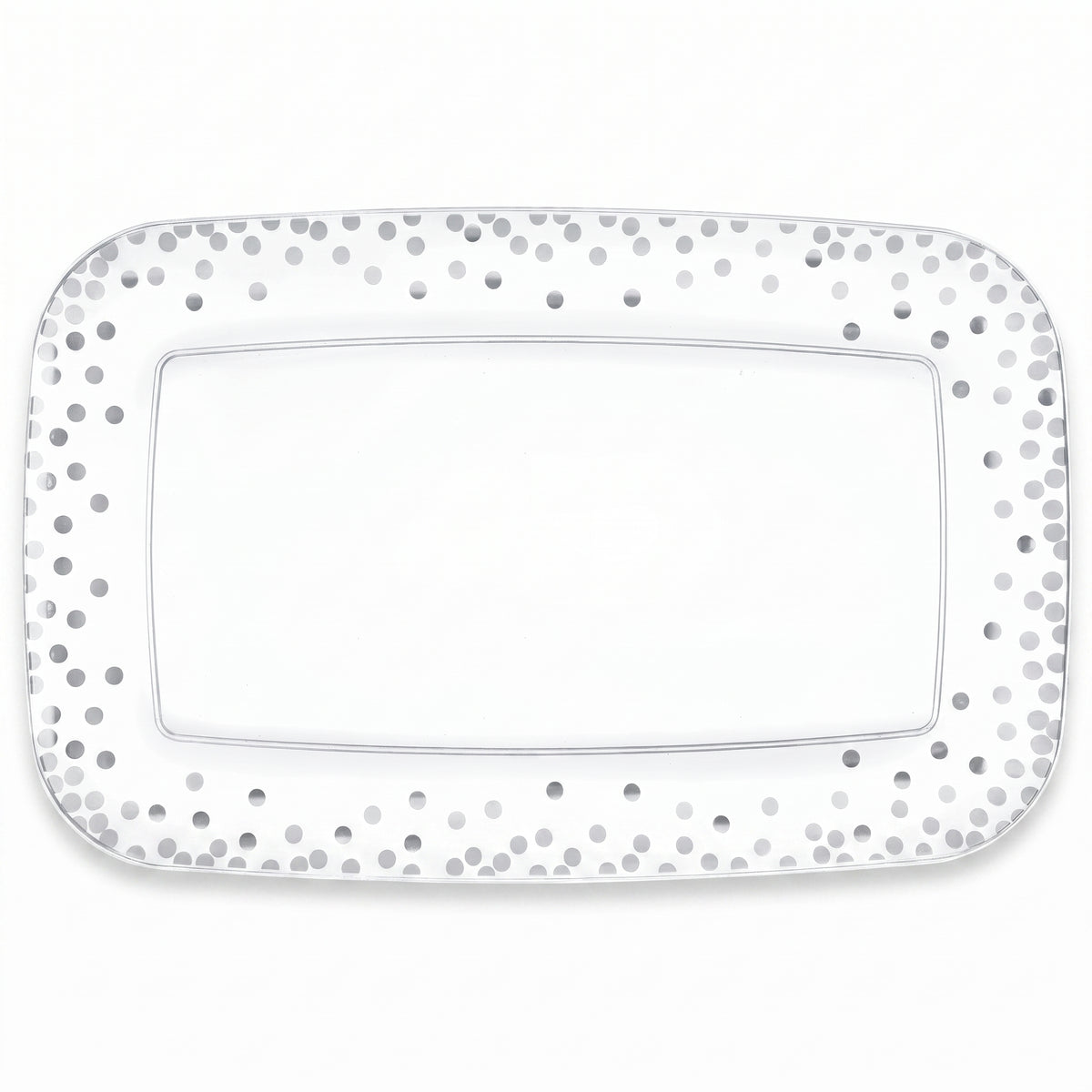 Elegant Silver Polka Dot Serving Tray - 11" x 18"