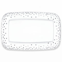 Elegant Silver Polka Dot Serving Tray - 11" x 18"