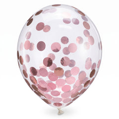 Metallic Pink Confetti Latex Balloons, 12-Inch, 6-Pack for Celebrations