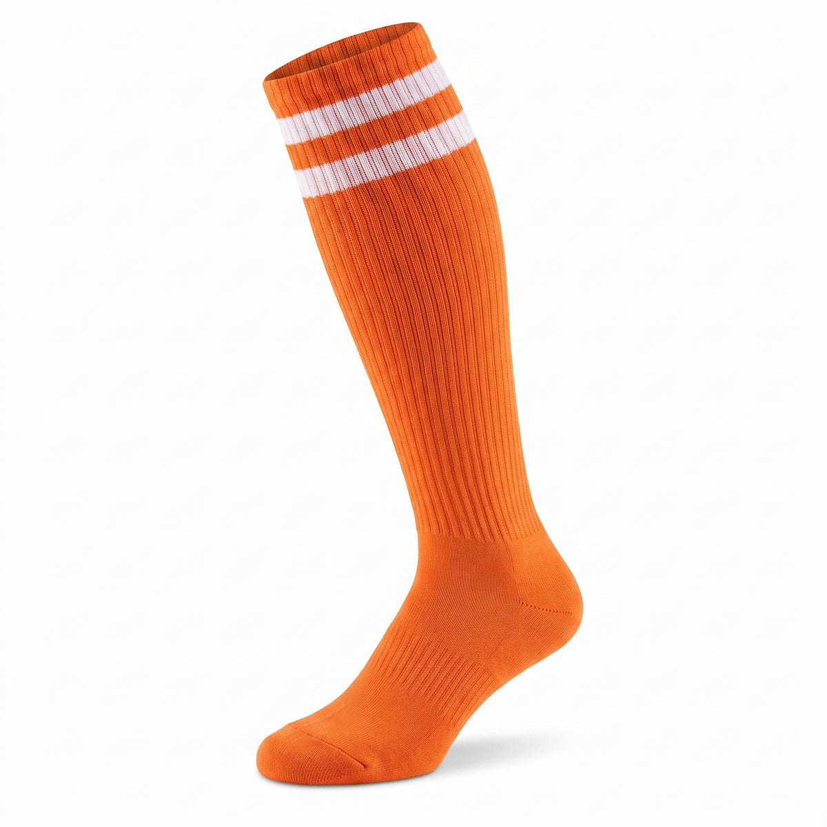 Orange Striped Knee-High Athletic Socks