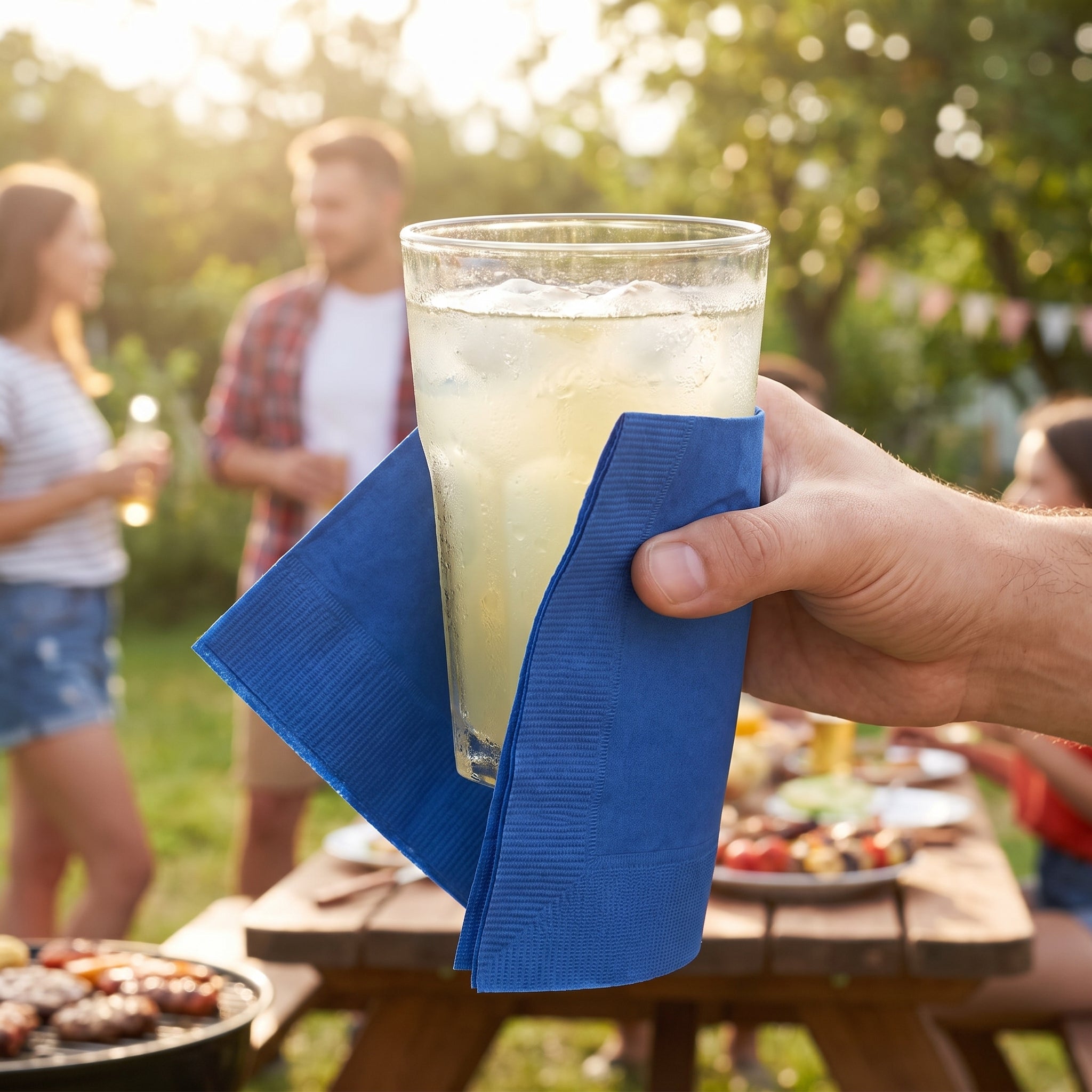 Royal Blue Beverage Napkins - Solid Color - 5 In. X 5 In.