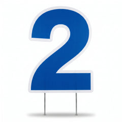 Bold Blue Number 2 Yard Sign