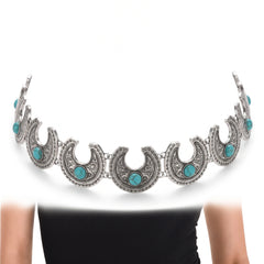 Modern Western Faux Turquoise Halloween Choker Necklace