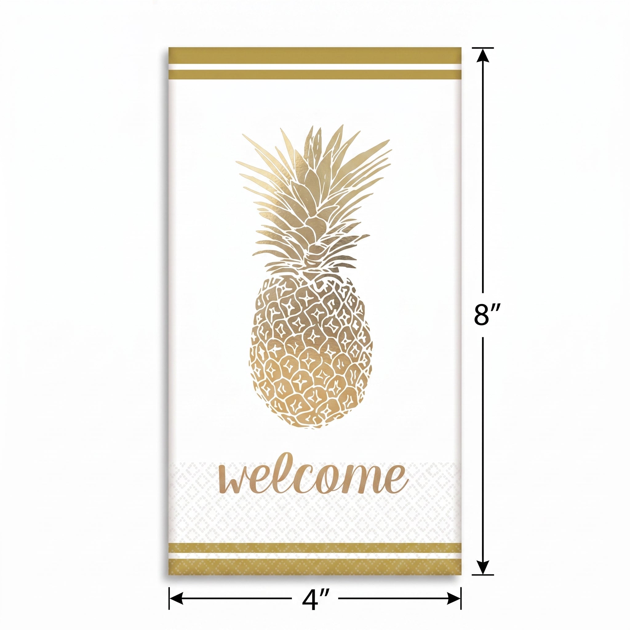 Golden Pineapple Welcome Guest Towels - 8 In. x 4 In. - 16 Pack