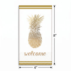 Golden Pineapple Welcome Guest Towels - 8 In. x 4 In. - 16 Pack