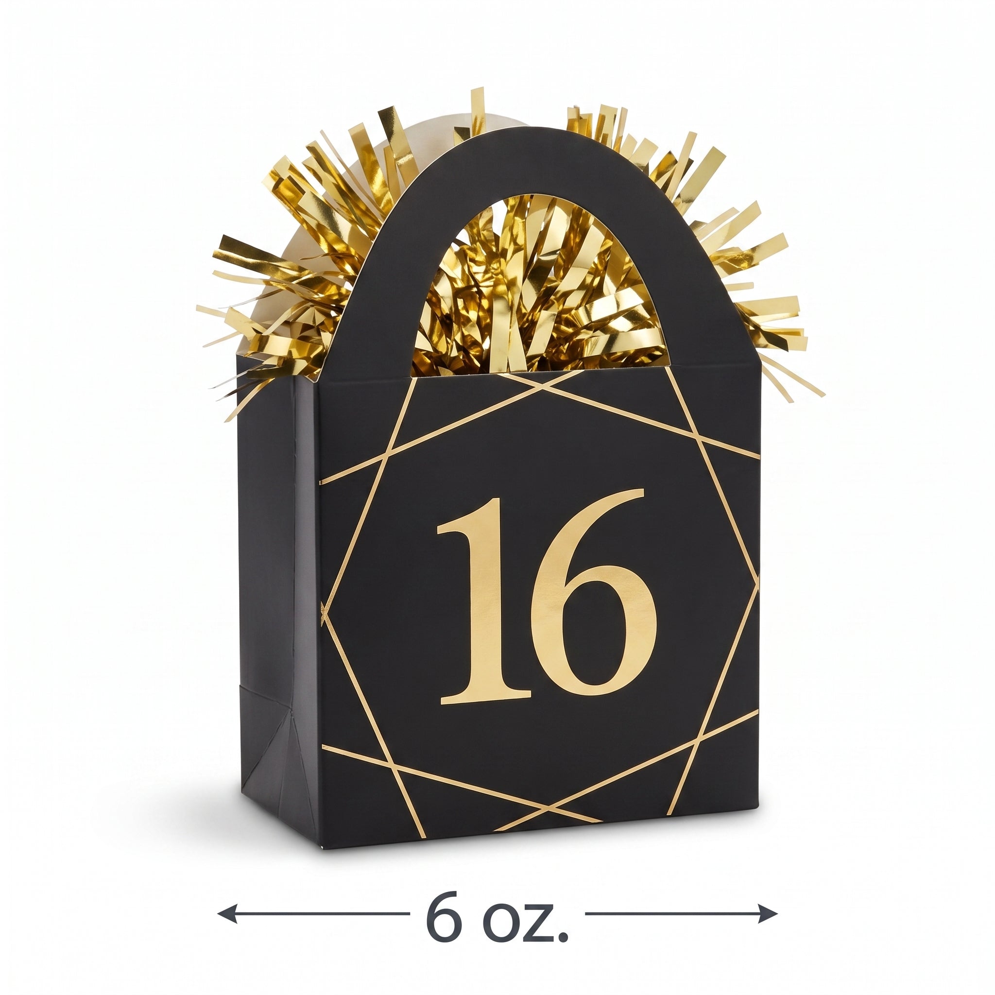 Elegant Sweet 16 Balloon Weight - Black & Gold Tote Design