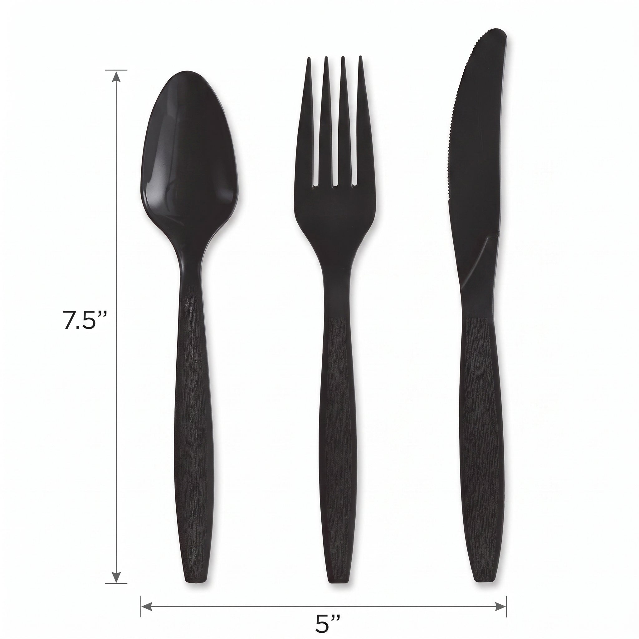 Black Plastic Cutlery Assortment - 7.5 in. - 32 Count