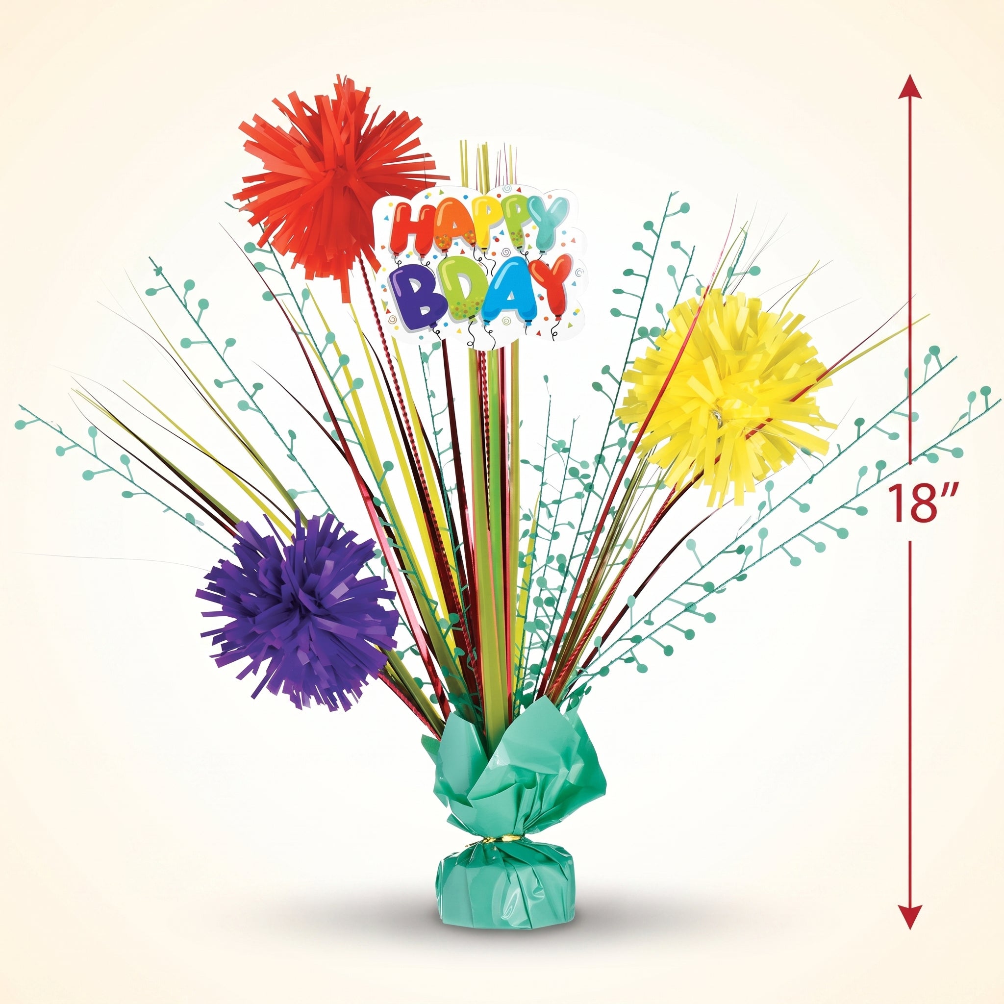 Vibrant Birthday Celebration Tinsel Burst Centerpiece