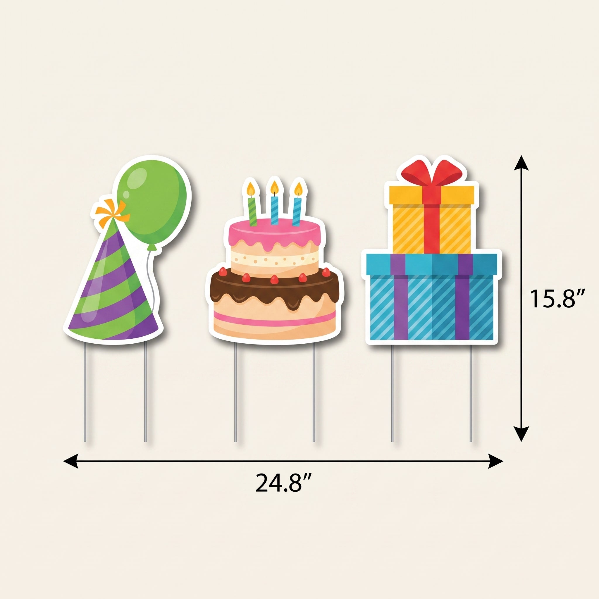 Vibrant Birthday Celebration Lawn Sign Set - 3 Pack